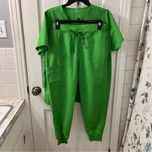Vibrant Green Women's Jogger Pants and Matching Scrub Top